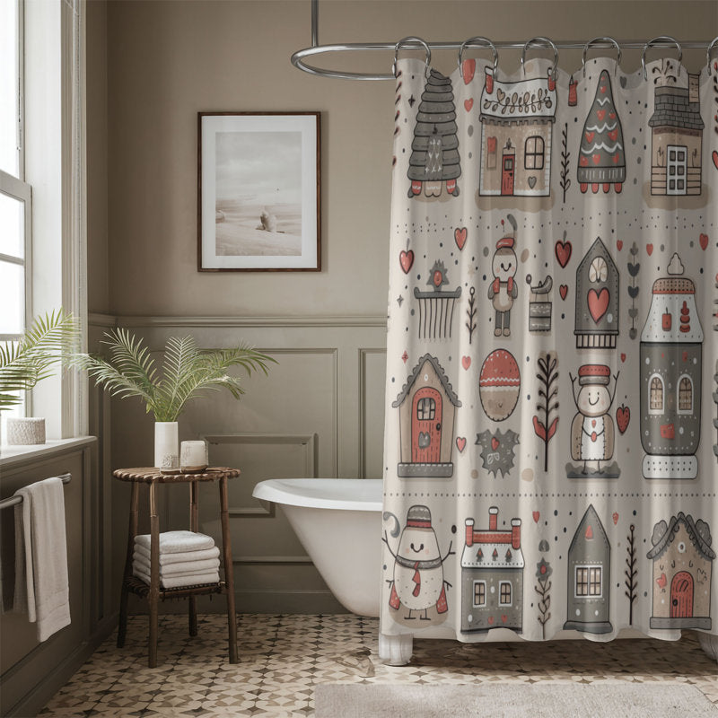 Chilled Snow Sketch - Premium Shower Curtain