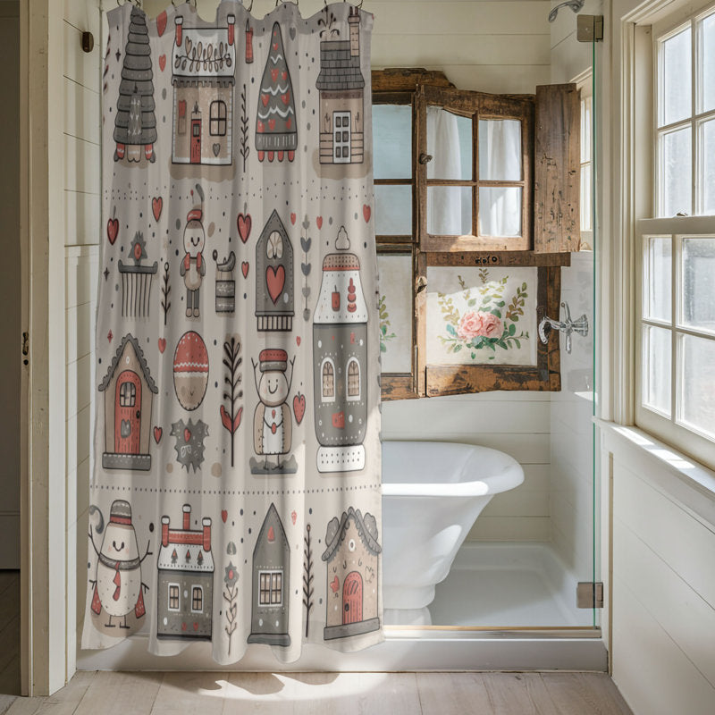 Chilled Snow Sketch - Premium Shower Curtain