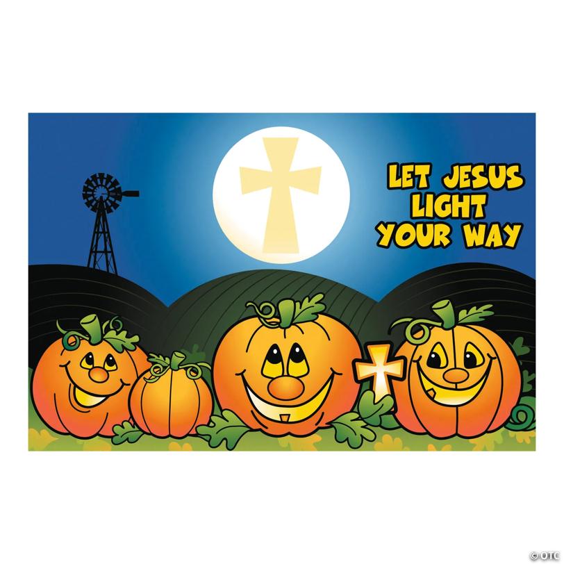 Christian Pumpkin Backdrop Banner Halloween Decoration - 3 Pc.