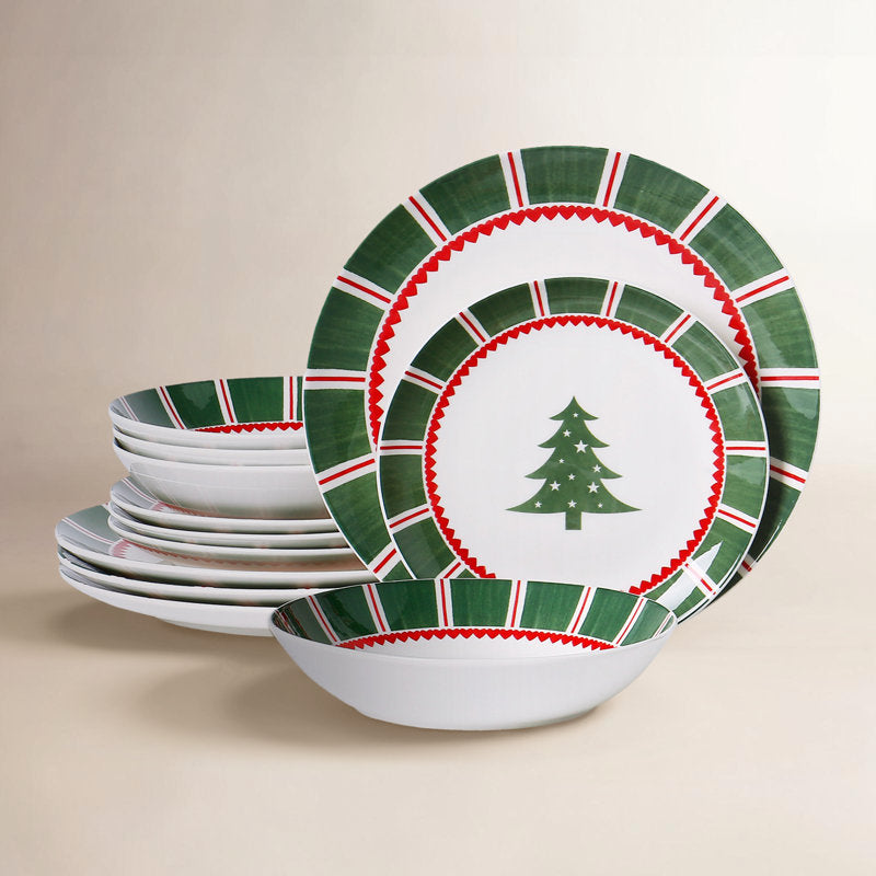 Christmas 12 Piece Stoneware Dinnerware Sets, Service for 4