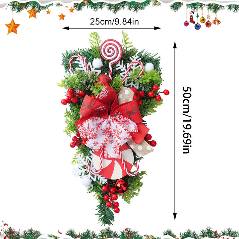 5 ft Artificial Magnolia Christmas Garland wrapped around a staircase banister