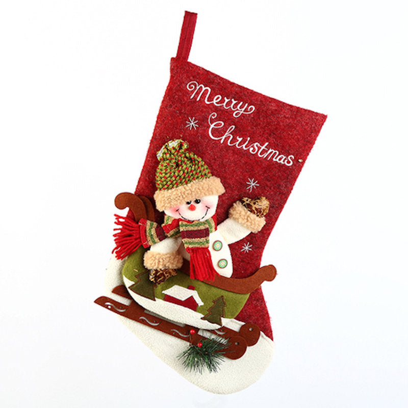 Christmas Embroidered Stockings 2 Pack, Big Size Burlap Plaid Style Stockings Xmas Home Decor