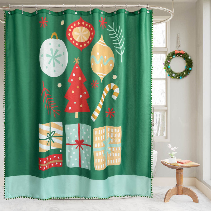 Christmas Gift List Slub Textured Shower Curtain