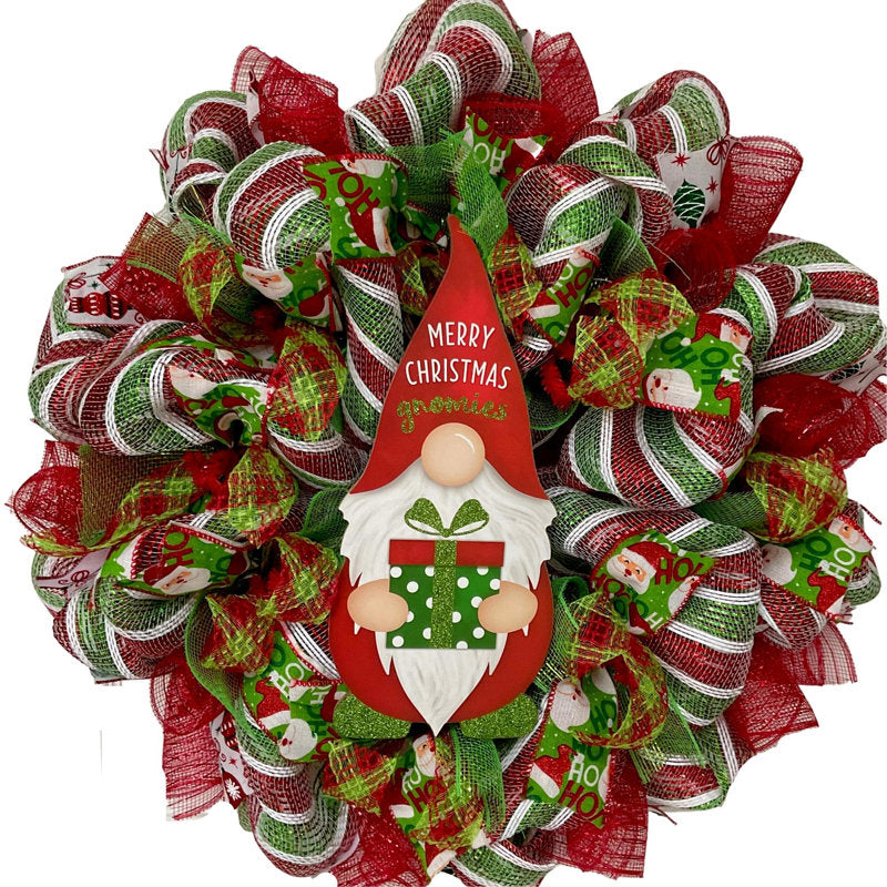 Gnome Christmas Wreath as a festive door display