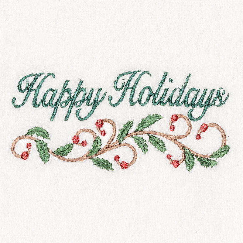 Christmas Happy Holidays Embroidered Luxury Turkish Cotton Hand Towel