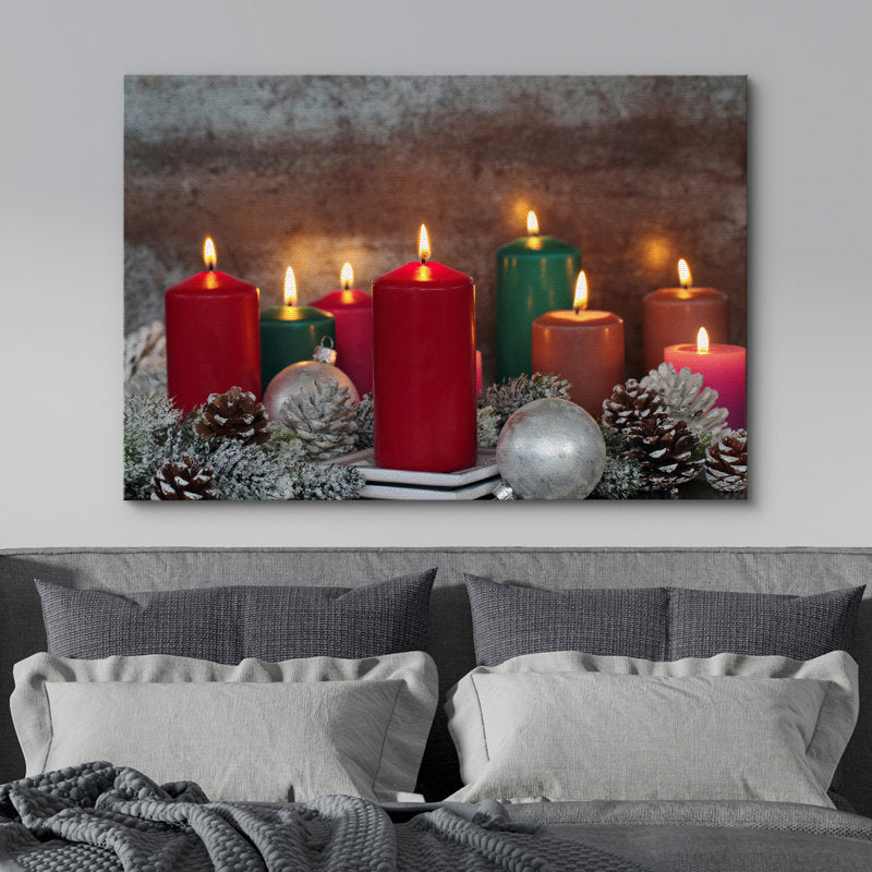 Christmas Holiday Celebration Candles X13 - Wrapped Canvas Photograph