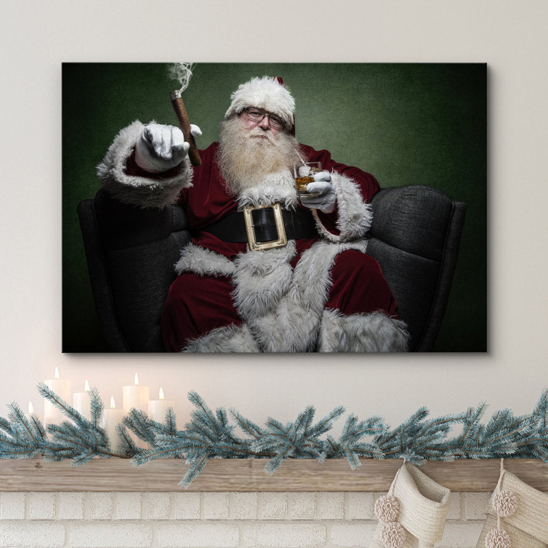 Christmas Holiday Celebration Santa Claus - Wrapped Canvas Photograph Pictures Print Wall Art