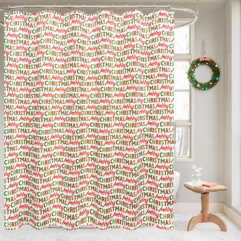 Christmas Joy Slub Textured Shower Curtain
