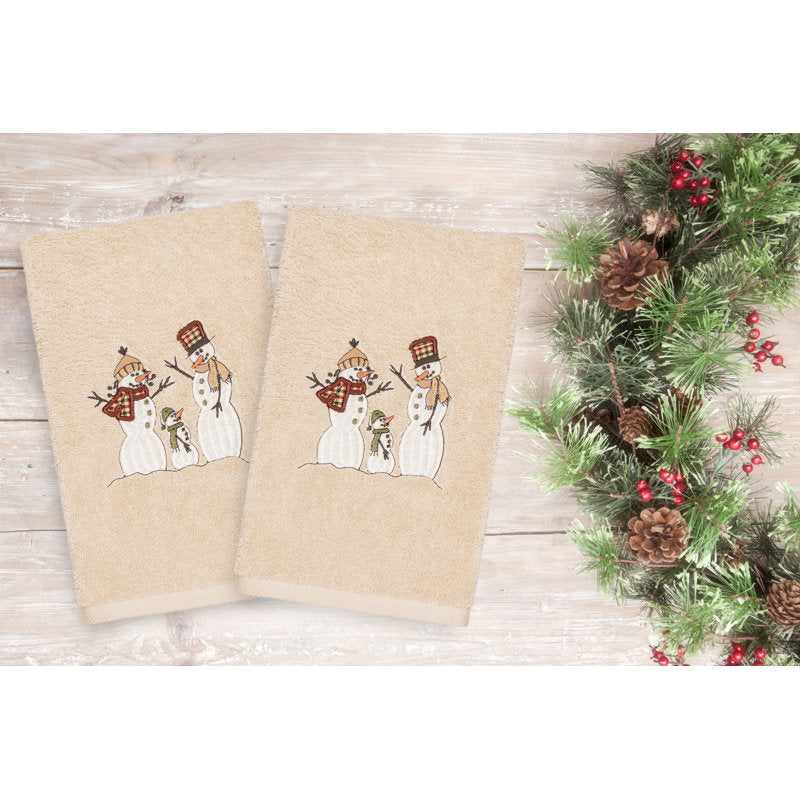 Christmas Snow Family Embroidered Luxury Turkish Cotton Hand Towel