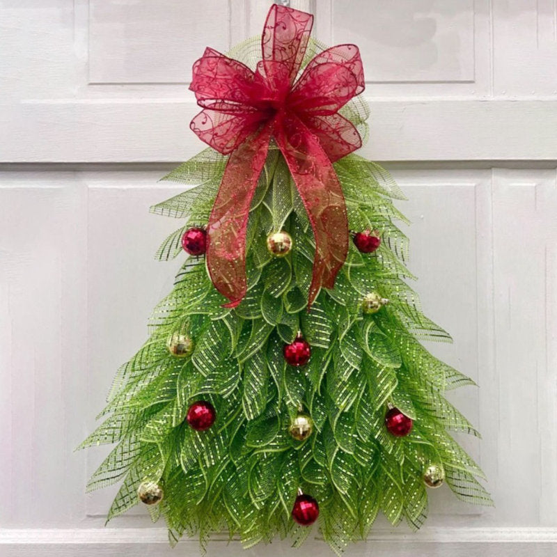 Pre-Lit Artificial Pine Christmas Wreath as a festive door display