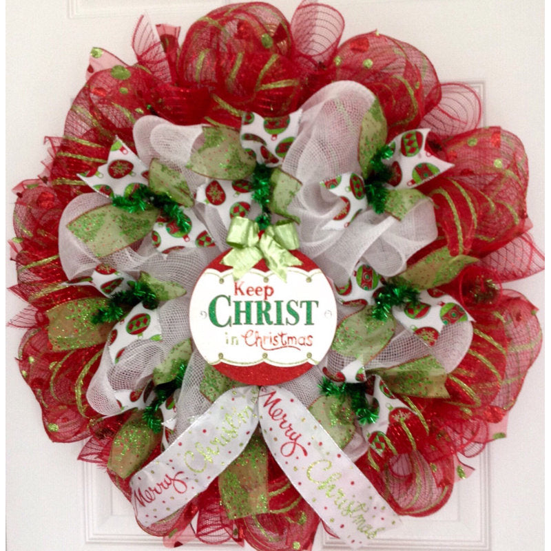 Ornament Christmas Wreath displayed on a front door