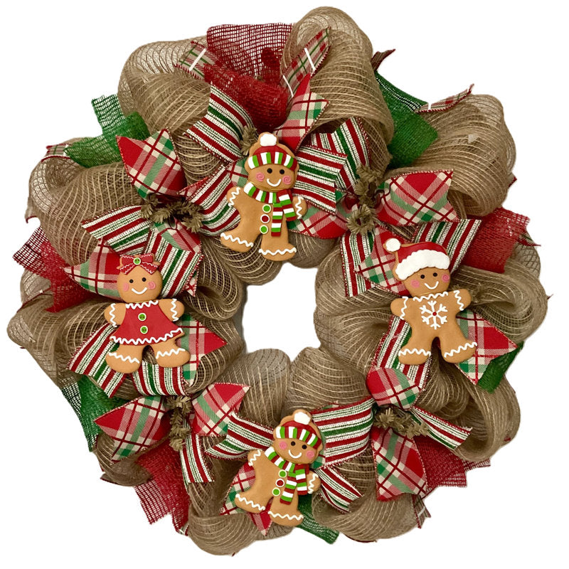 Gingerbread Christmas Wreath as a festive door display
