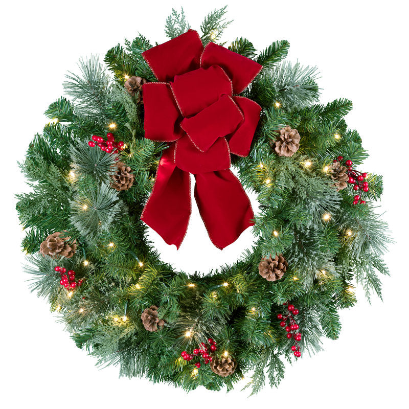 24" Christmas Wreath displayed on a front door