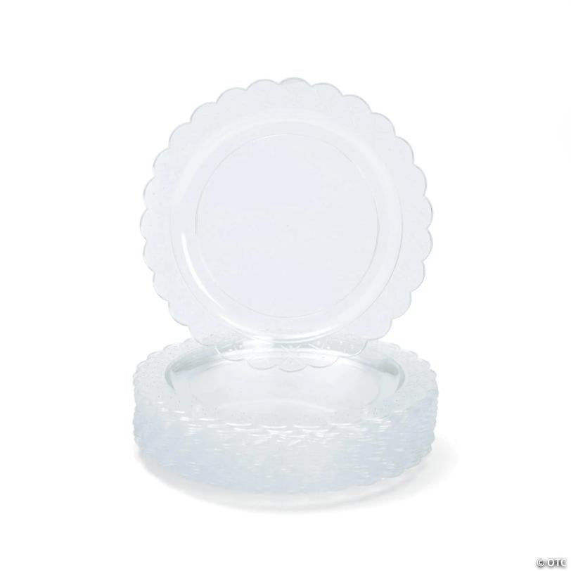 Clear Scalloped Plastic Dinner Plates - 25 Pieces | USA Decoration®
