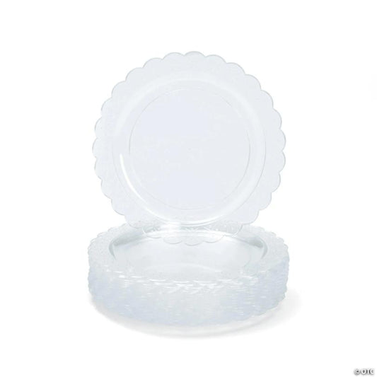 Clear Scalloped Plastic Dinner Plates - 25 Pieces | USA Decoration®