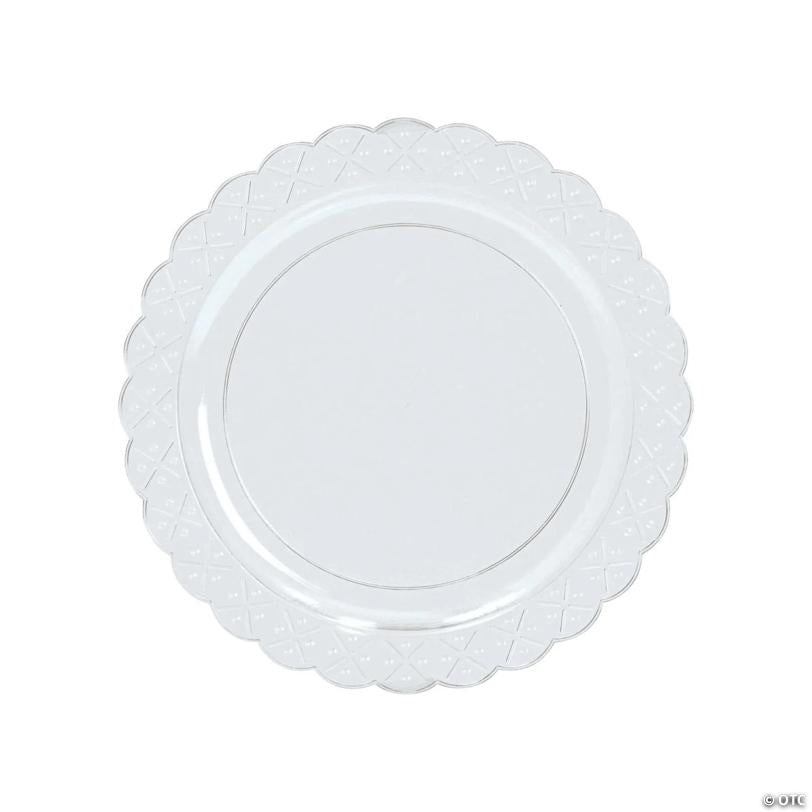 Clear Scalloped Plastic Salad Plates - 25 Pieces | USA Decoration®