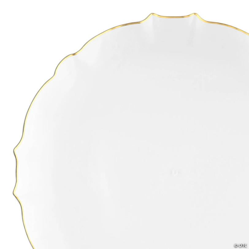 Clear with Gold Rim Round Lotus Plastic Appetizer/Salad Plates (7.5") - (60 Plates) | USA Decoration®