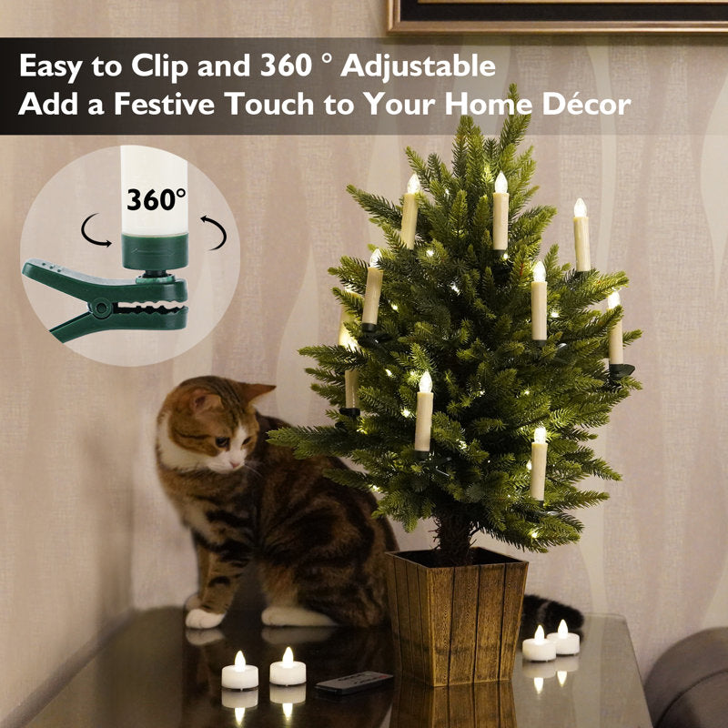 Clip On Candles for Christmas Tree with 2 Remotes