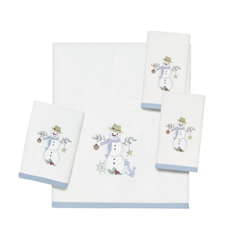 Coastal Snowman 100% Cotton Midweight Waffle Hand Towel