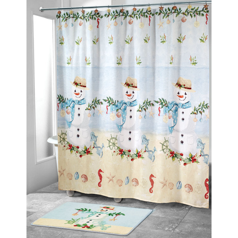 Coastal Snowman Non-Slip Bath Rug