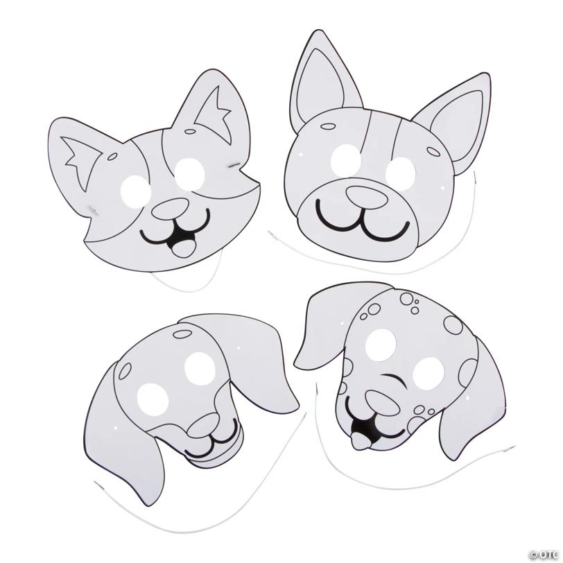 Color Your Own Dog Masks - 12 Pc.