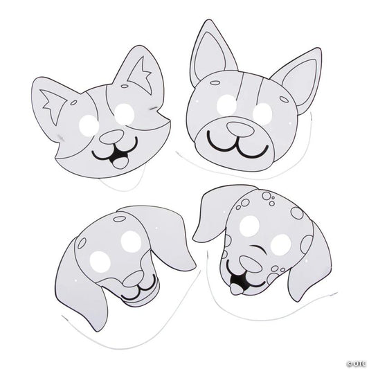 Color Your Own Dog Masks - 12 Pc.