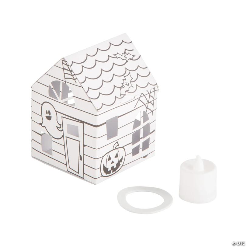 Color Your Own Luminary Halloween Haunted Houses - 12 Pc.