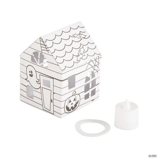 Color Your Own Luminary Halloween Haunted Houses - 12 Pc.