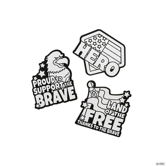 Color Your Own Military Service Fuzzy Magnets - 12 Pc.
