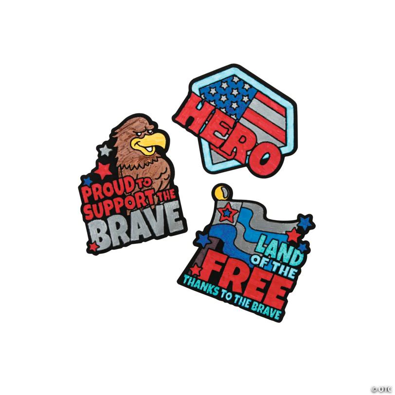 Color Your Own Military Service Fuzzy Magnets - 12 Pc.