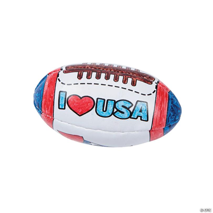 Color Your Own Patriotic Footballs - 12 Pc.
