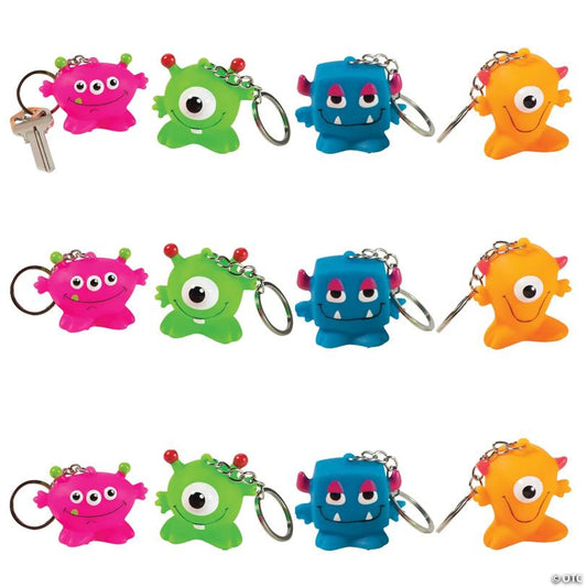 Colorful Monster Keychains - 12 Pc. for Halloween Fun