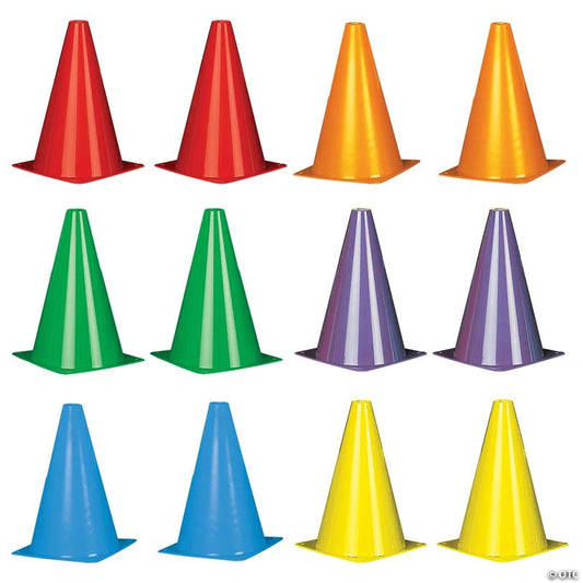 Colorful Traffic Cones - 12 Pc.