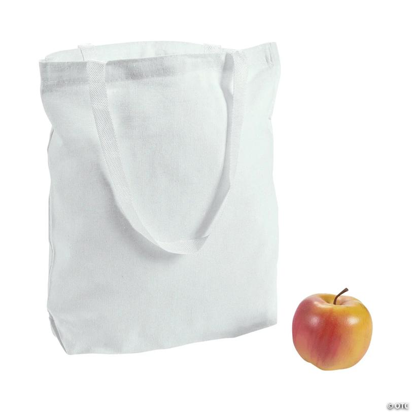 DIY Large White Canvas Tote Bags - 6 Pc.