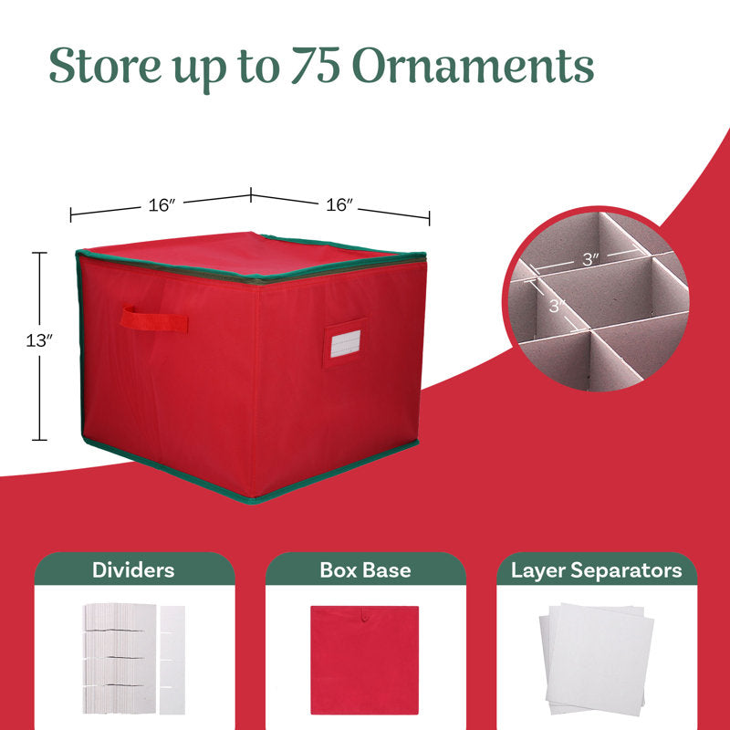 DTX Intl Ornament Storage Box, Red