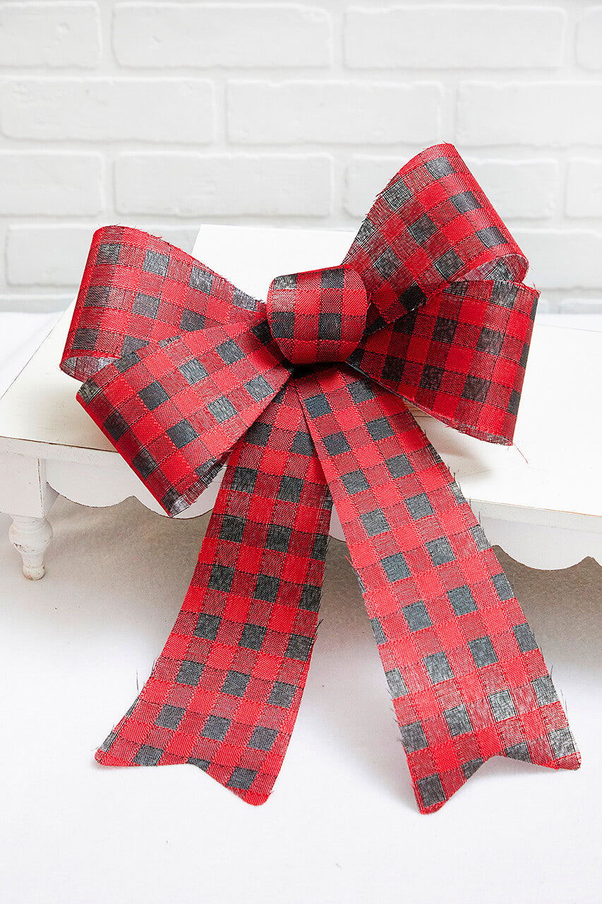 18" x 14.5" Acrylic Mesh Plaid Bow Festive Decorative Bow for Christmas Wreaths and Gifts
