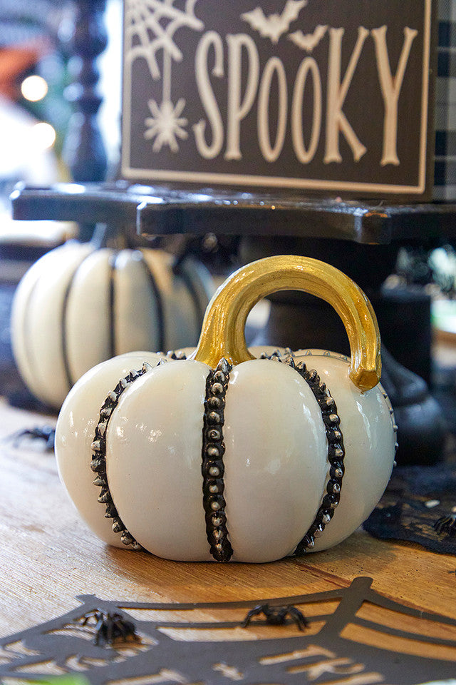 5" Resin Halloween Pumpkin with Spikes Spooky Festive Accent