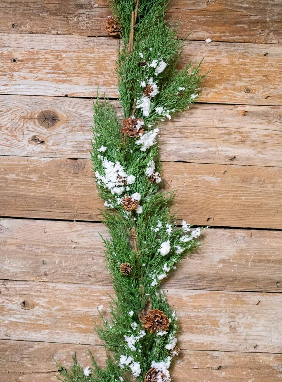 48” Snow Western Cedar Garland Frosted Evergreen Holiday Décor