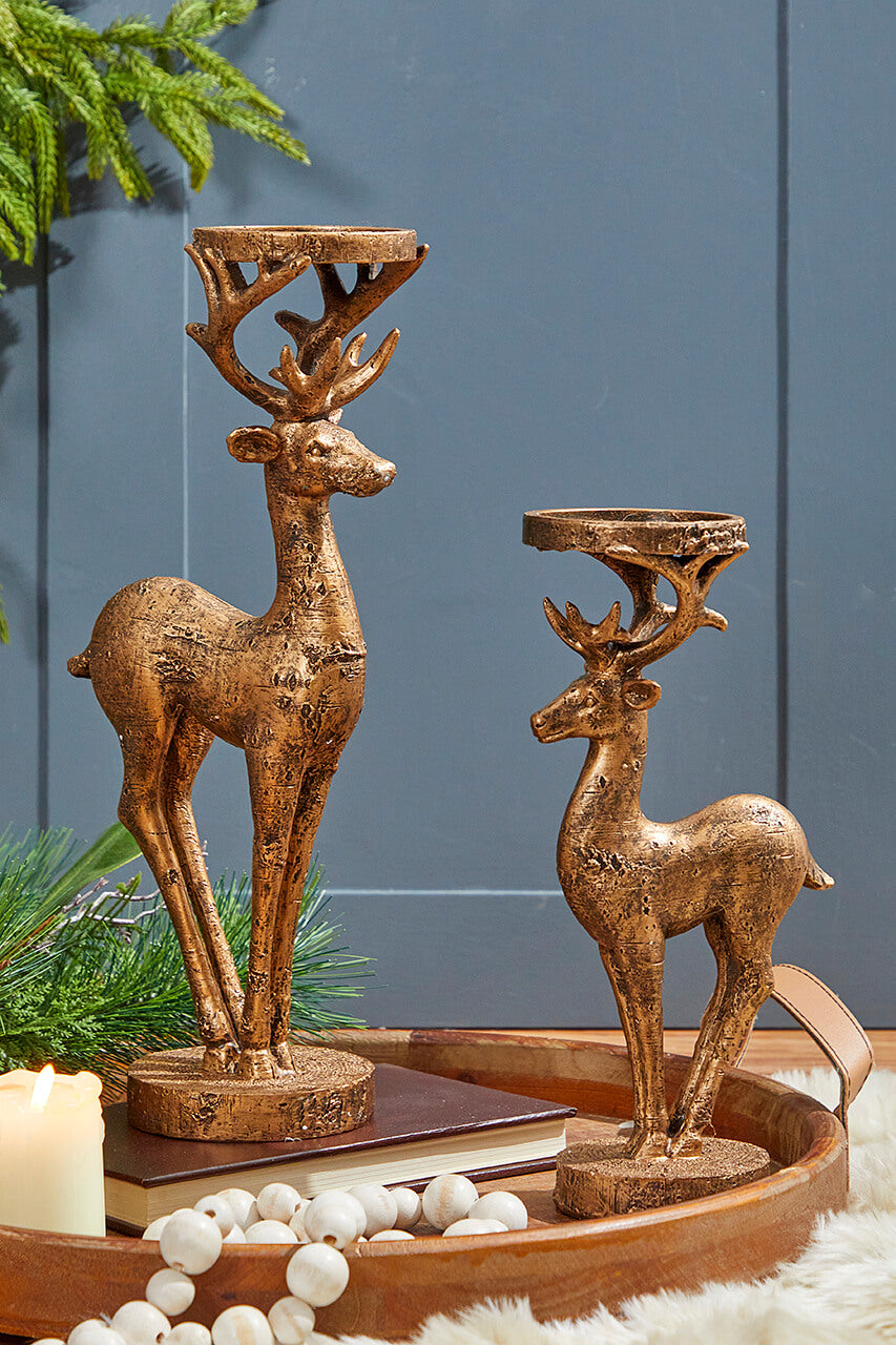 12" Resin Deer Candle Holder