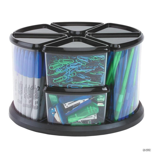 Deflecto® Carousel Organizer, 9-Bin, Black