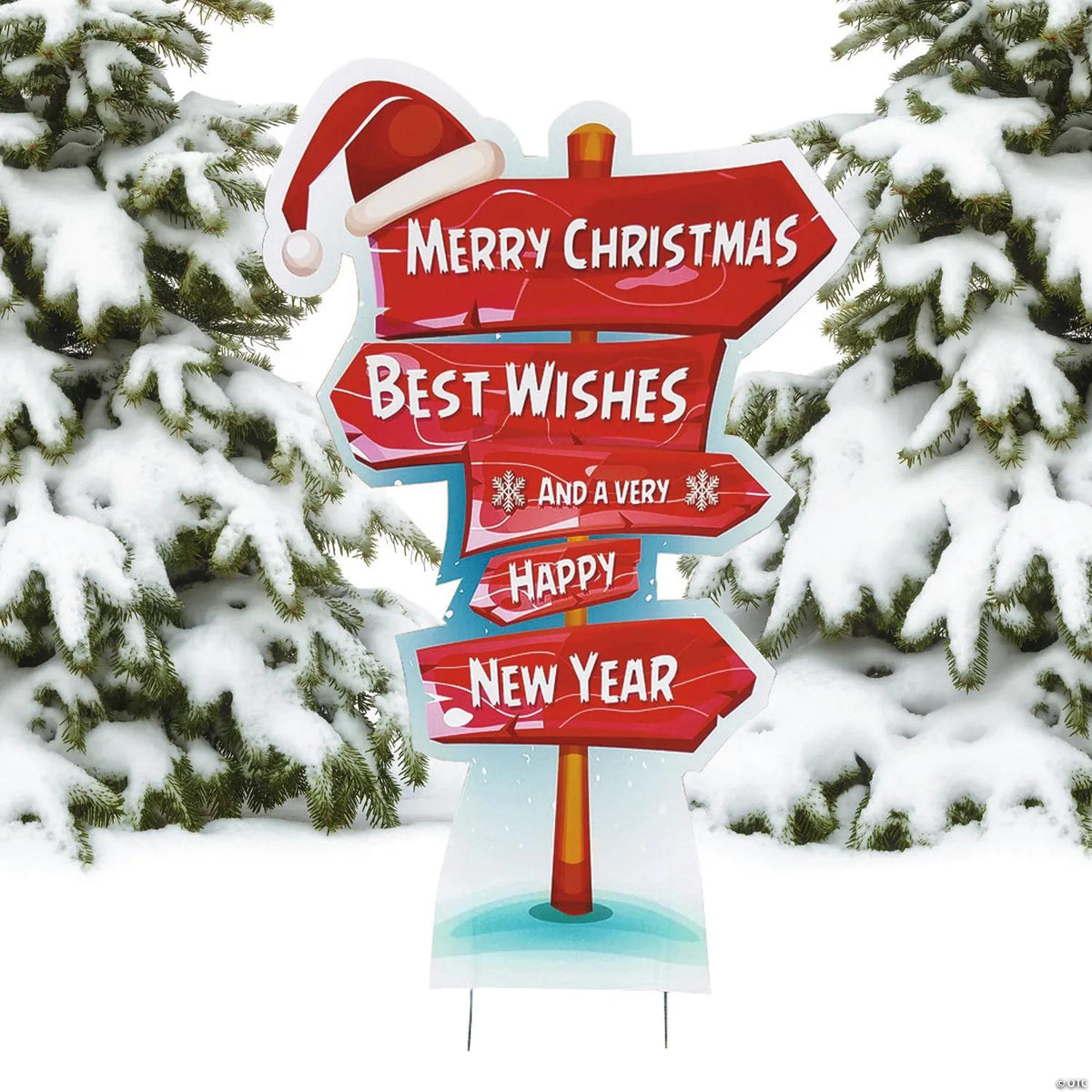 Directional holiday outdoor yard sign with festive arrows