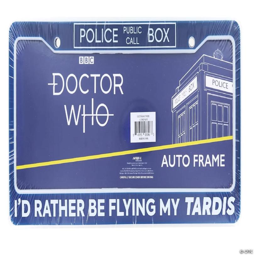 Doctor Who "I'd Rather Be Flying My TARDIS" Plastic License Plate Frame | USA Decoration®