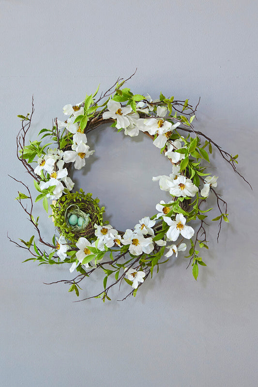 20" Dogwood Wreath Elegant Floral Door & Wall Decor