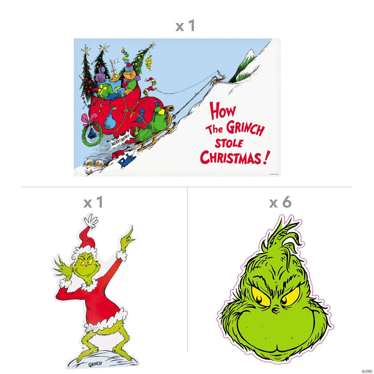 Dr. Seuss™ The Grinch Photo Booth Backdrop Decorating Kit - 10 Pc.