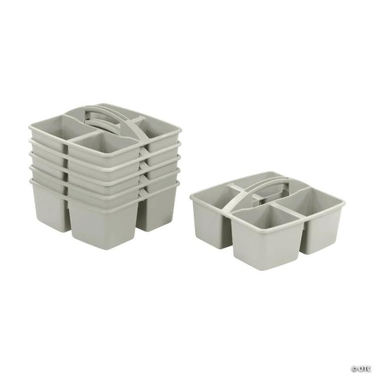ECR4Kids 4-Compartment Medium Caddy, Grey, 6-Pack