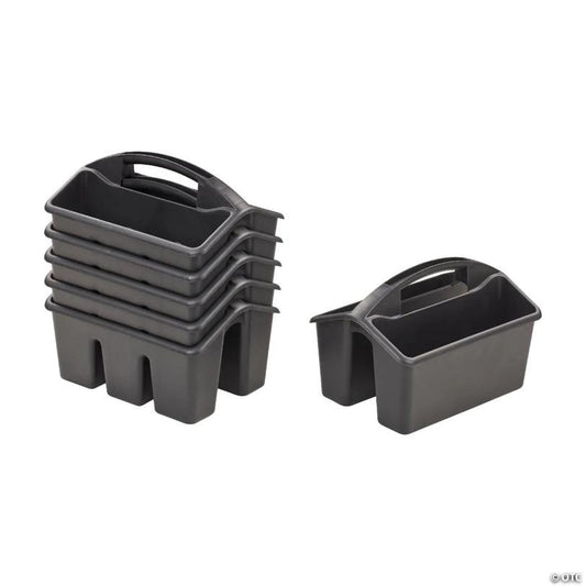 ECR4Kids 4-Compartment Small Caddy, Black, 6-Pack