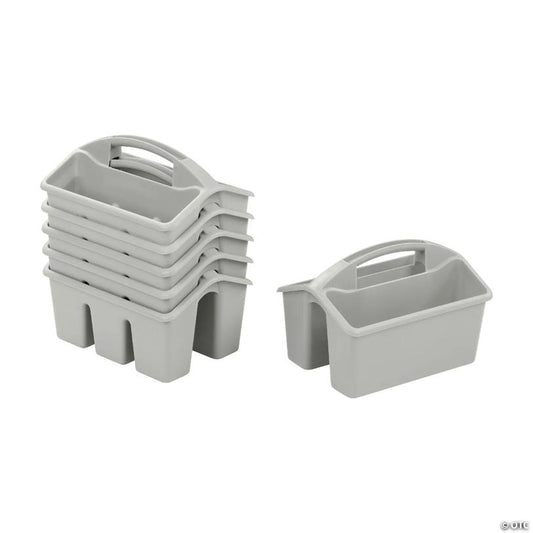 ECR4Kids 4-Compartment Small Caddy, Grey, 6-Pack