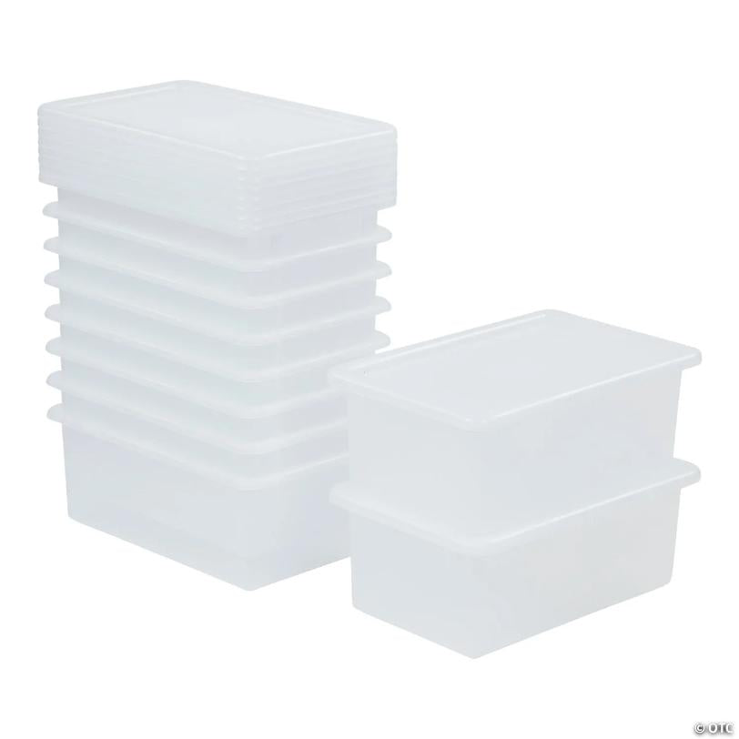 ECR4Kids Cubby Storage Bin with Lid, Multipurpose Organization, Clear, 10-Piece