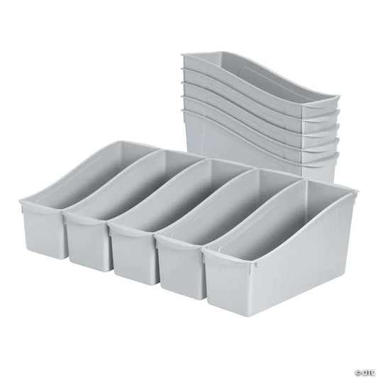 ECR4Kids Linking Book Bin, Light Grey, 10-Piece