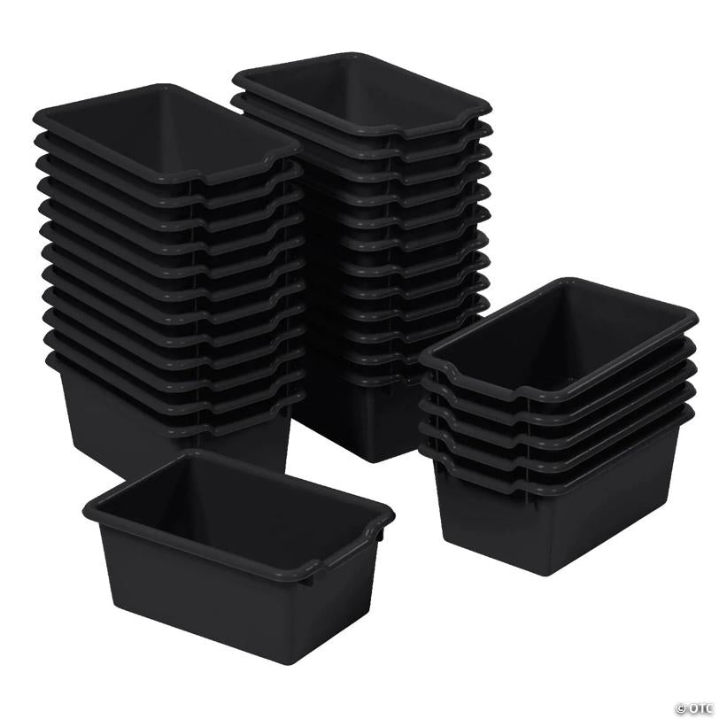 ECR4Kids Scoop Front Storage Bin, Multipurpose Organization, Black, 30-Piece